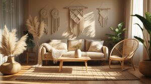 Phoenix 10 Modern boho living room warm neutral color palette 2